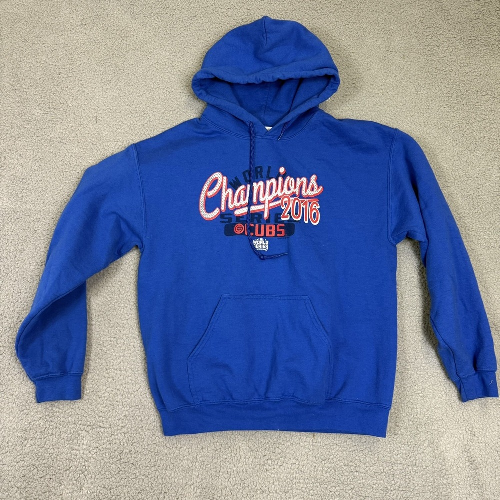 Chicago Cubs 2016 Mens Sweatshirt Medium Blue Hoodie World Series‎ Champs